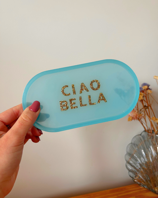 Plateau ovale - Ciao Bella Bleu et doré