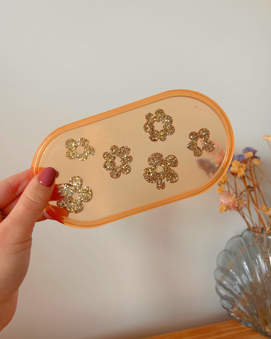 Plateau ovale - Fleurs orange