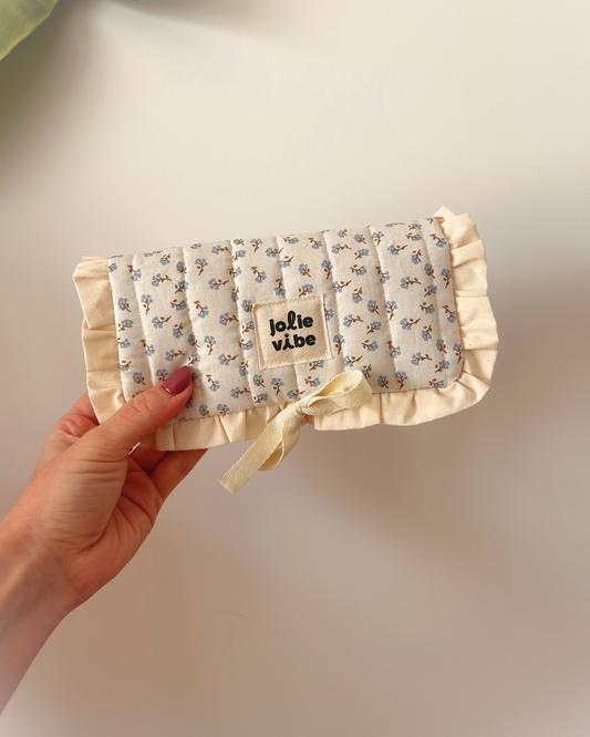 Pochette à bijoux - Fleurs bleues