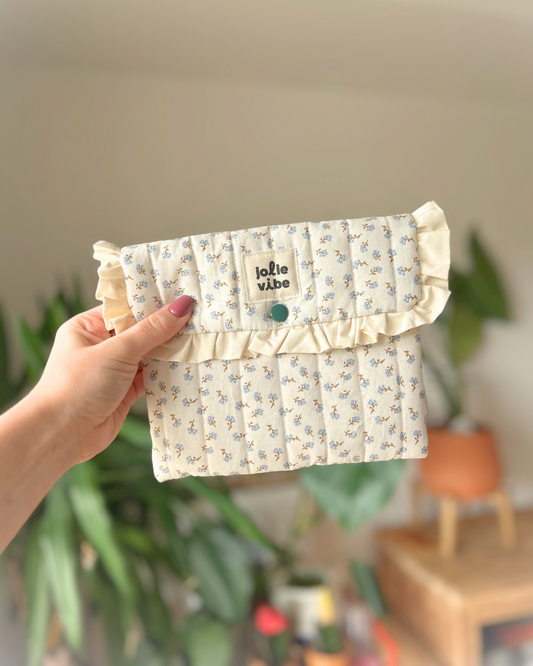 Pochette pression - Fleurs bleues