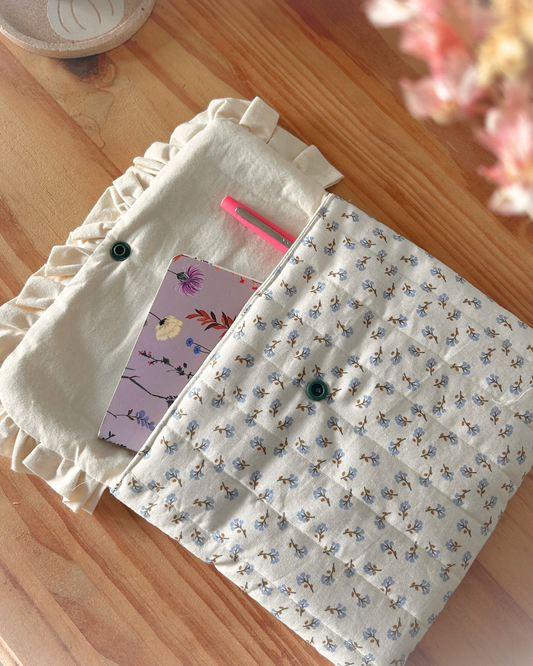 Pochette pression - Fleurs bleues