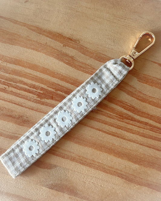 Porte-clé dragonne - Vichy taupe