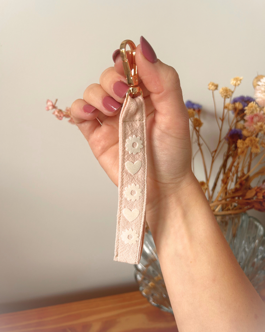 Porte-clé dragonne - Rose pastel