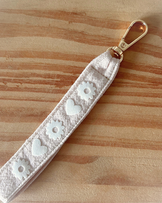 Porte-clé dragonne - Rose pastel