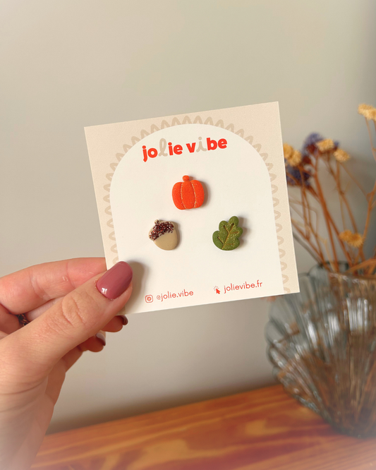 Pin's - Trio citrouille, feuille, gland