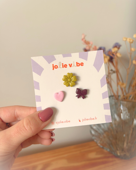 Pin's - Trio fleur, nœud et cœur