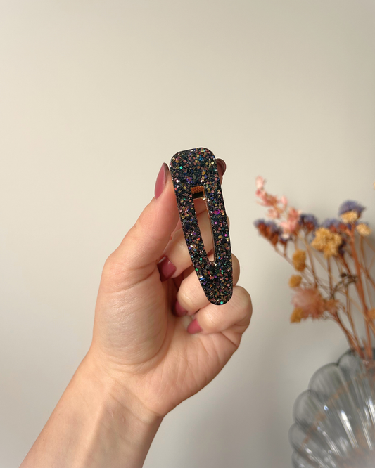 Barrette triangle - Noir holographique