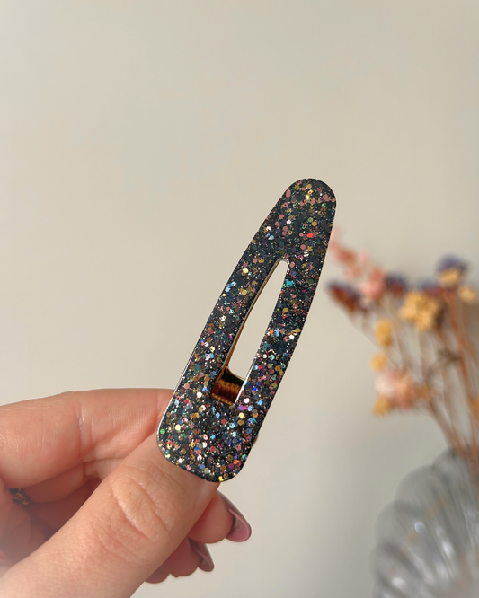 Barrette triangle - Noir holographique