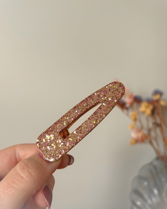 Barrette triangle - Doré et rose