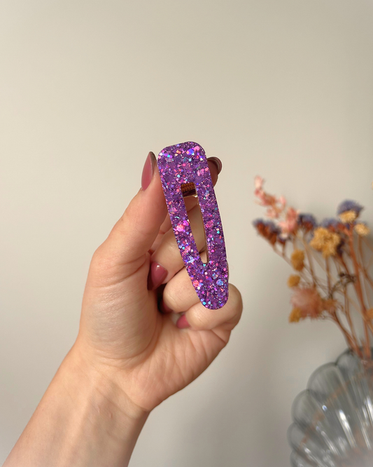 Barrette triangle - Paillettes violettes