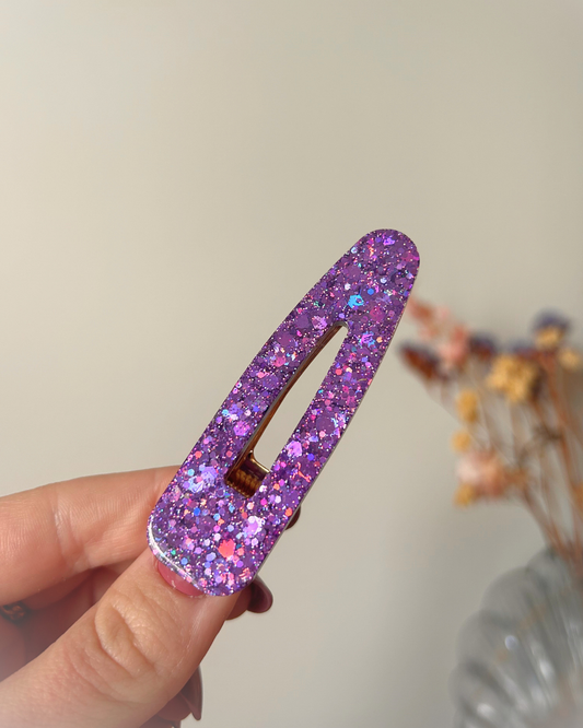 Barrette triangle - Paillettes violettes