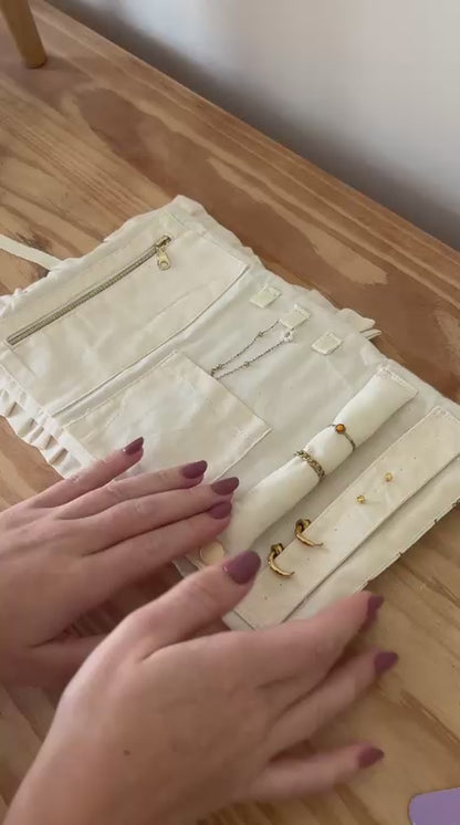 Pochette à bijoux - Fleurs bleues